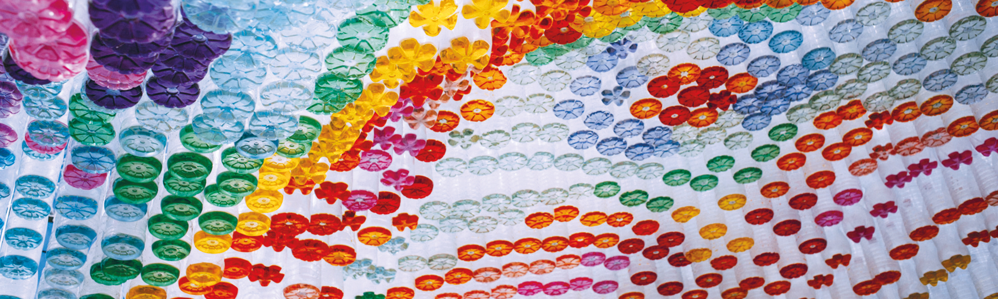 Plastic bottle rainbow art