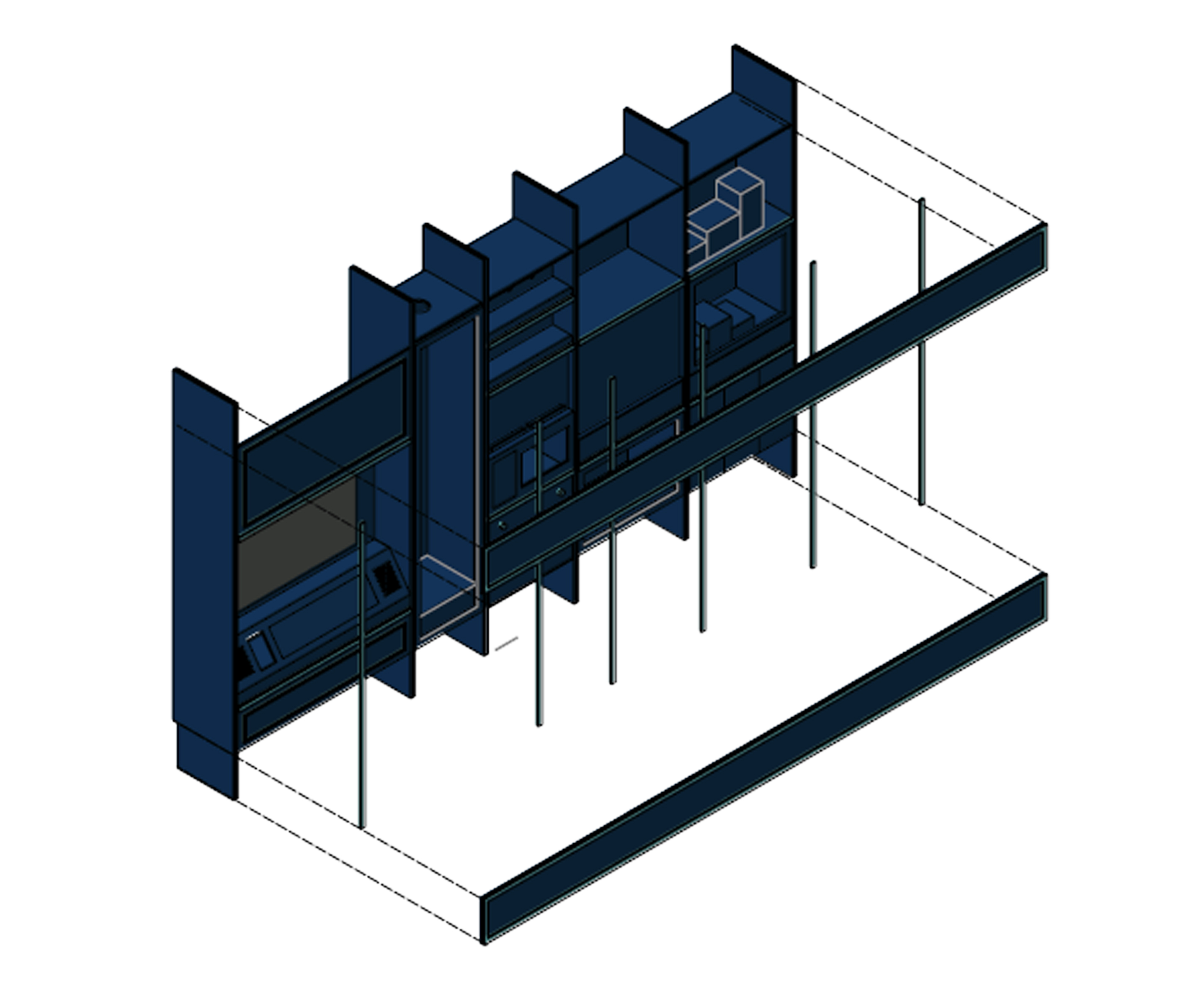 A 3D image render of a exhibition room